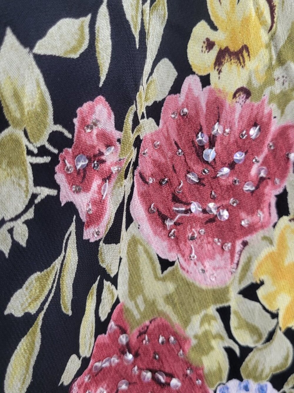 Y2k Lola P black dark romantic moody floral print pull on maxi skirt size xl - Picture 5 of 7